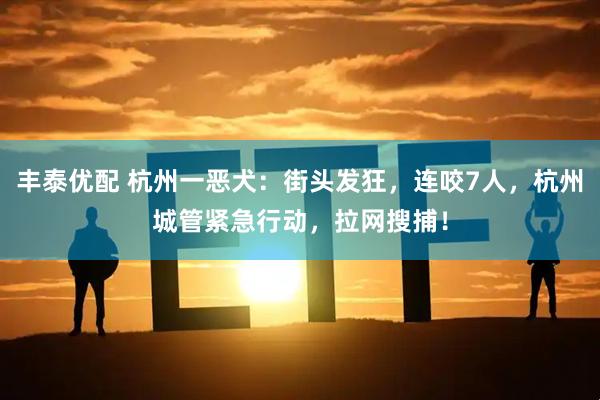 丰泰优配 杭州一恶犬：街头发狂，连咬7人，杭州城管紧急行动，拉网搜捕！